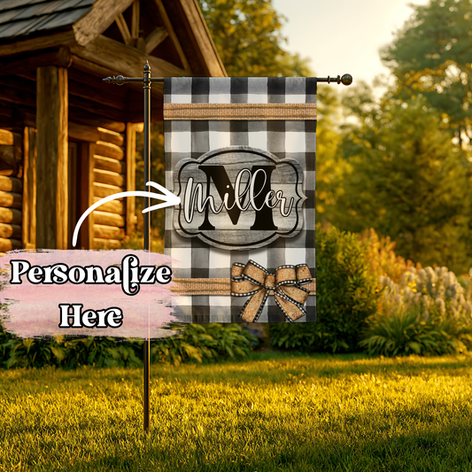 Plaid Bow Flag - 12x18 Inches - ‼️Fully Customizable Transfer‼️