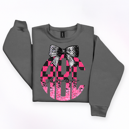Pink & Black Checkered Racing - Custom Monogram Transfer