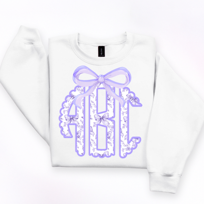 Purple Coquette Bow  - Custom Monogram Transfer