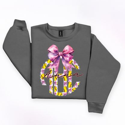 Softball Bow Scalloped- Custom Monogram Transfer