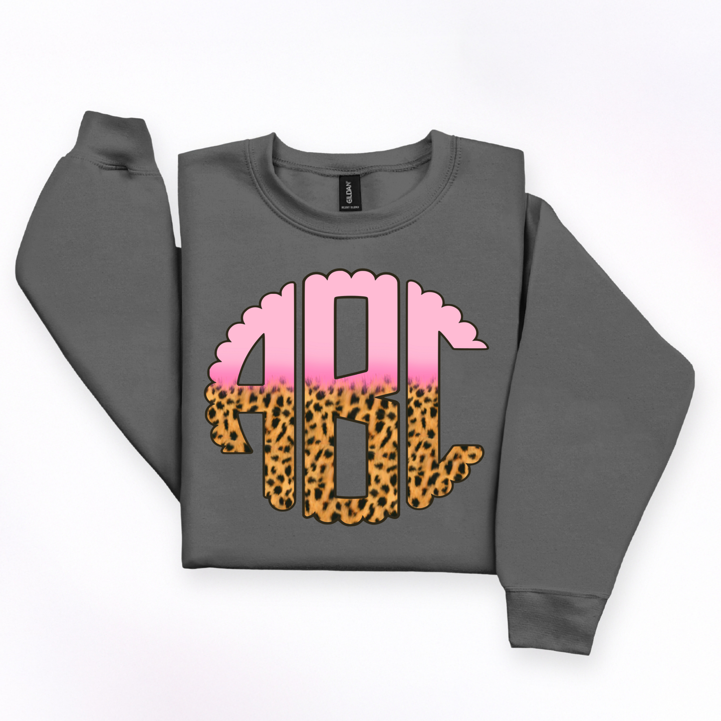 Valentine Pink Half Leopard  - Custom Monogram Transfer