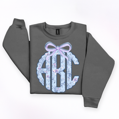 Light Blue  Coquette Floral  - Custom Monogram Transfer