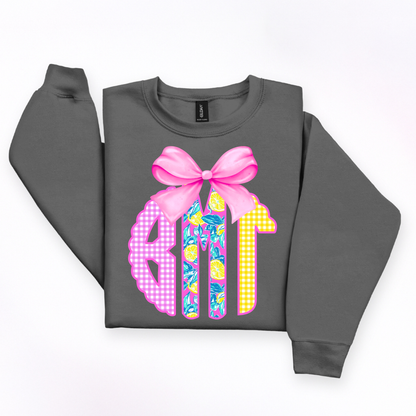 Lemon Plaid Coquette Bow   - Custom Monogram Transfer