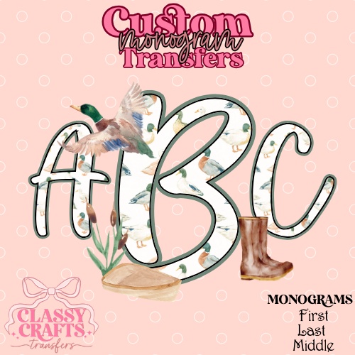 Duck Hunting - Custom Monogram Transfer