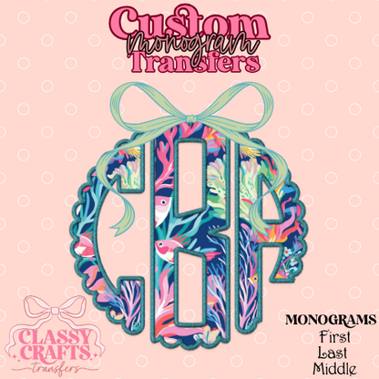 Tropical Fish - Custom Monogram Transfer