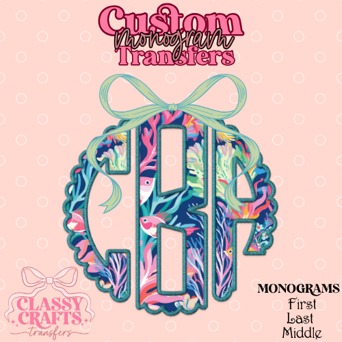Tropical Fish - Custom Monogram Transfer