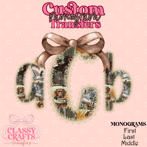 Coquette Hunting Dog - Custom Monogram Transfer