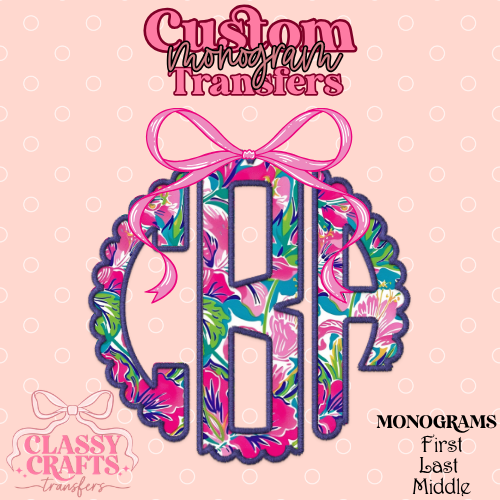Tropical Summer Floral - Custom Monogram Transfer