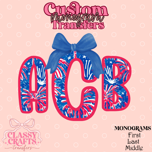 Preppy Firework - Custom Monogram Transfer
