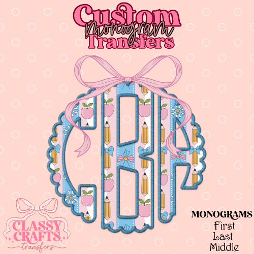 Coquette Teacher - Custom Monogram Transfer