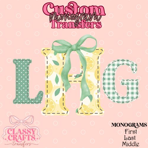 Lemon & Gingham - Custom Monogram Transfer