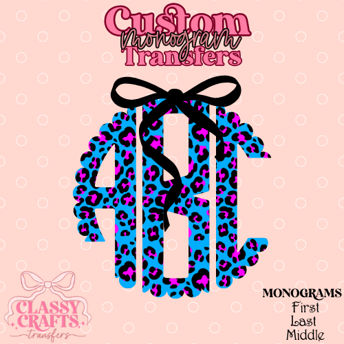 Neon Leopard Print - Custom Monogram Transfer
