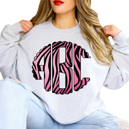 Pink Ombre Zebra - Custom Monogram Transfer