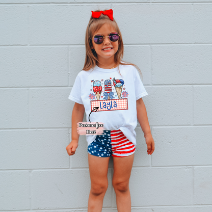 4th Of July Ice Cream Nameplate -  ‼️Fully Customizable Transfer‼️