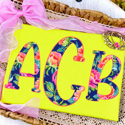 Bright Floral - Custom Monogram Transfer