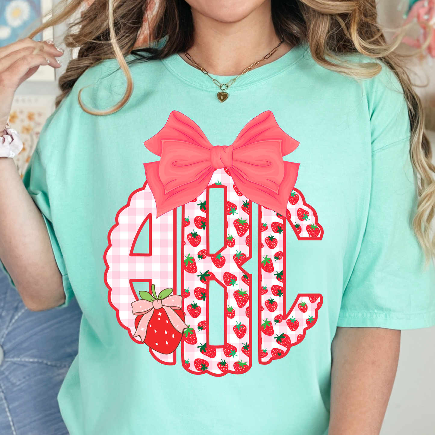 Sweet Scalloped Strawberry  - Custom Monogram Transfer