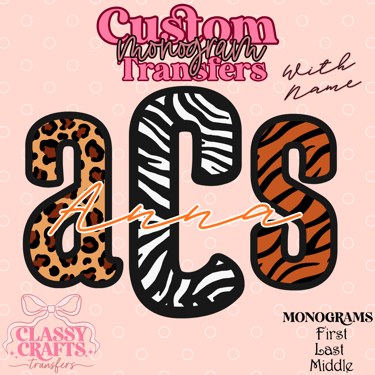 Animal Safari - Custom Monogram Transfer