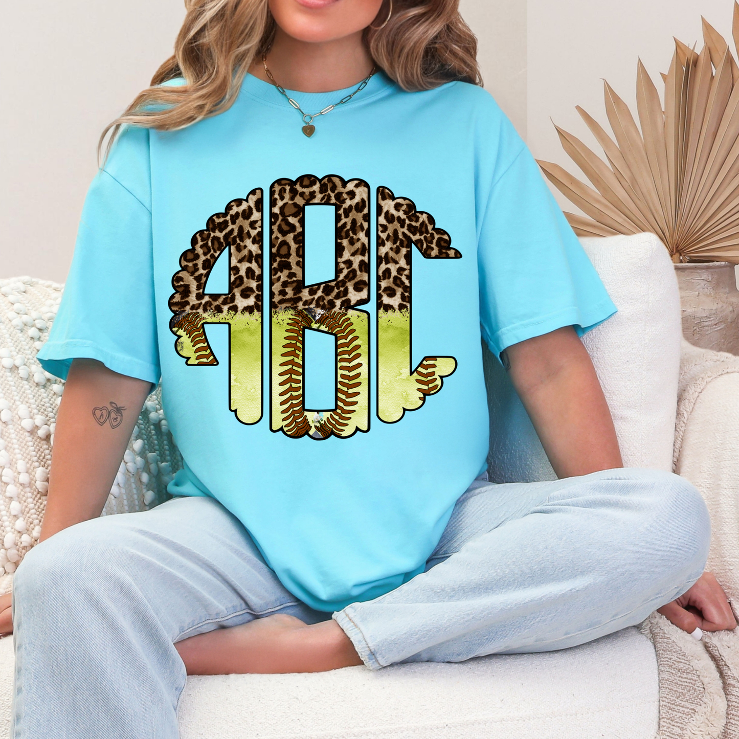 Softball Leopard - Custom Monogram Transfer