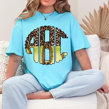 Softball Leopard - Custom Monogram Transfer