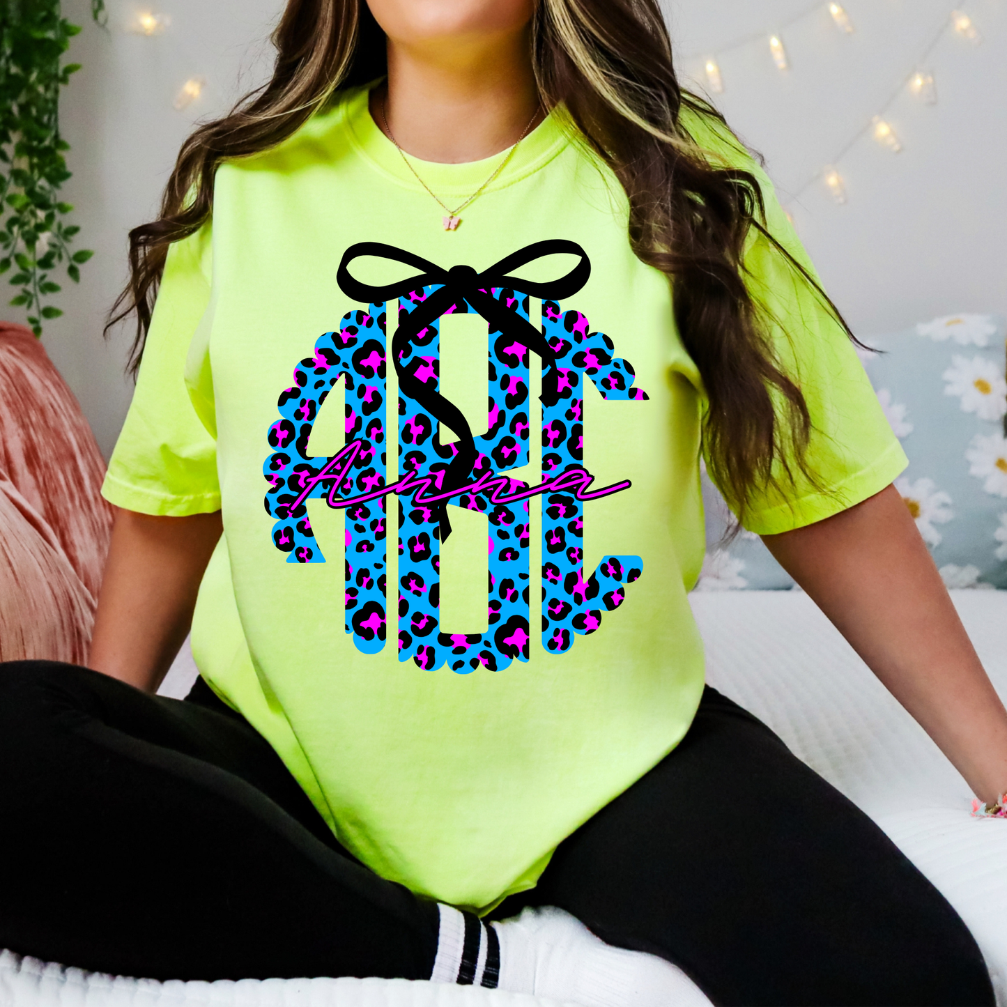 Neon Leopard Print - Custom Monogram Transfer