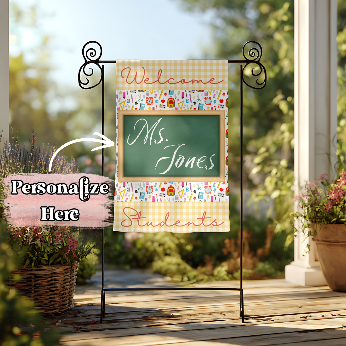 Welcome Students Teacher Flag - 12x18 Inches - ‼️Fully Customizable Transfer‼️