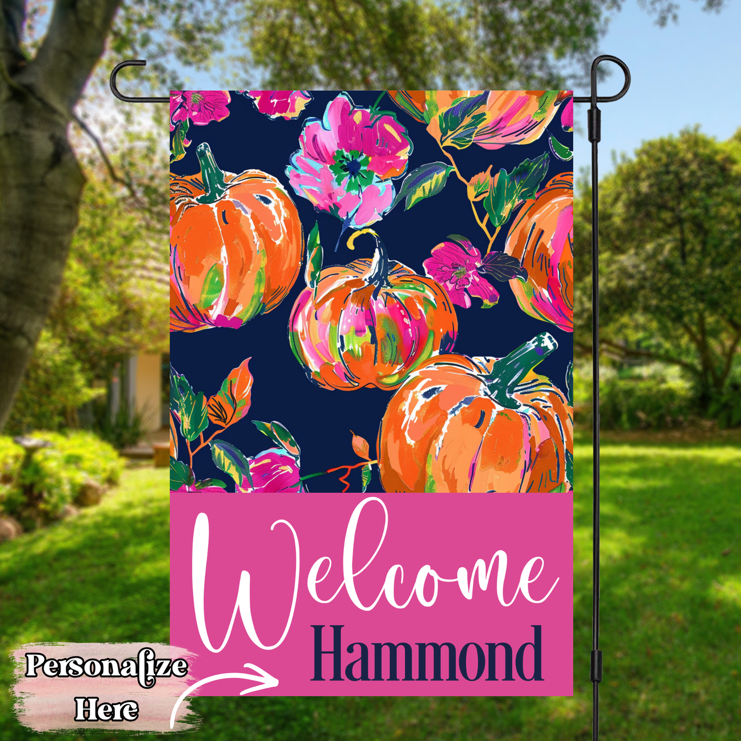Preppy Pumpkin Flag - 12x18 Inches - ‼️Fully Customizable Transfer‼️