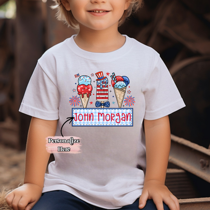 4th Of July Ice Cream Nameplate -  ‼️Fully Customizable Transfer‼️