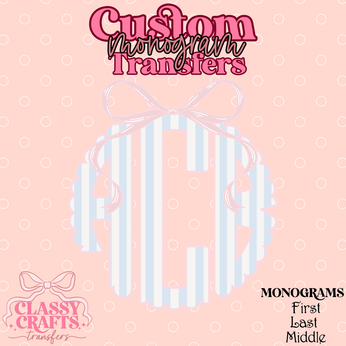 Preppy Summer Stripe - Custom Monogram Transfer