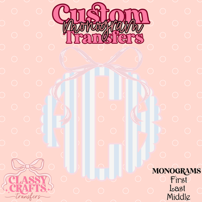 Preppy Summer Stripe - Custom Monogram Transfer