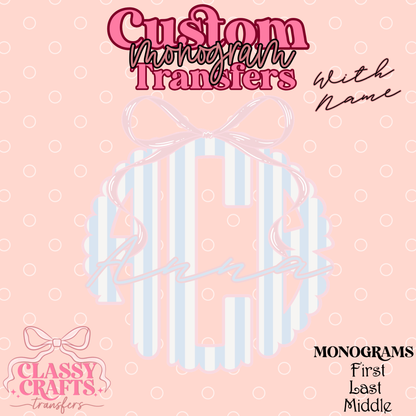 Preppy Summer Stripe - Custom Monogram Transfer