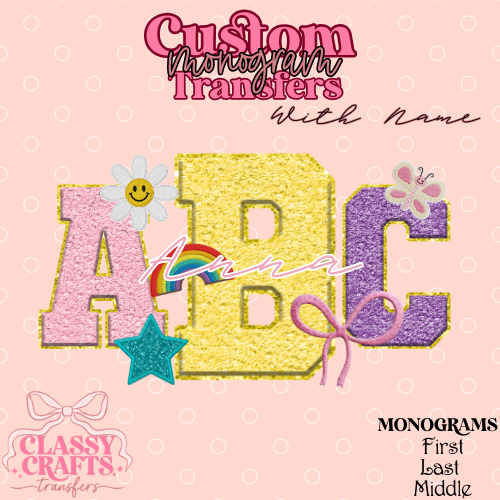 Preppy Pastel Patch - Custom Monogram Transfer