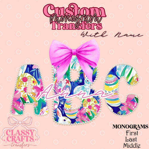 Preppy Easter Print - Custom Monogram Transfer
