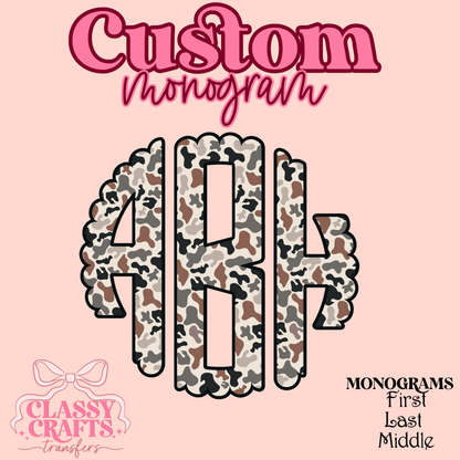 Old School Camo - Custom Monogram Transfer