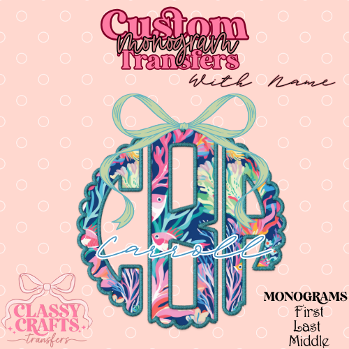 Tropical Fish - Custom Monogram Transfer