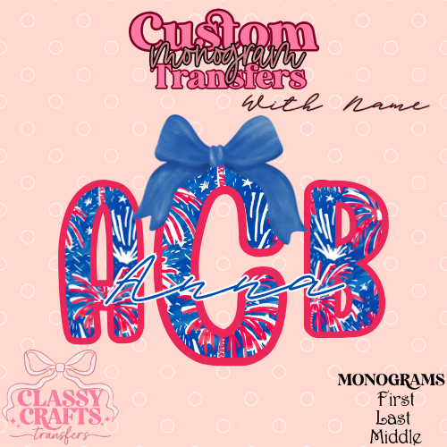 Preppy Firework - Custom Monogram Transfer