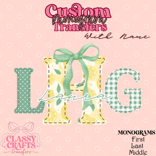 Lemon & Gingham - Custom Monogram Transfer