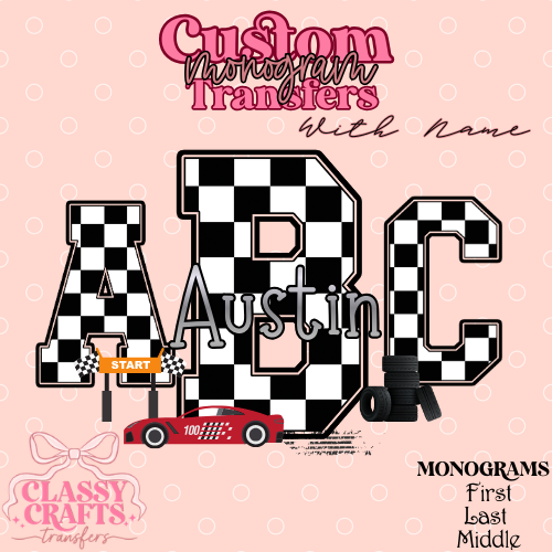 Checkered Racing - Custom Monogram Transfer