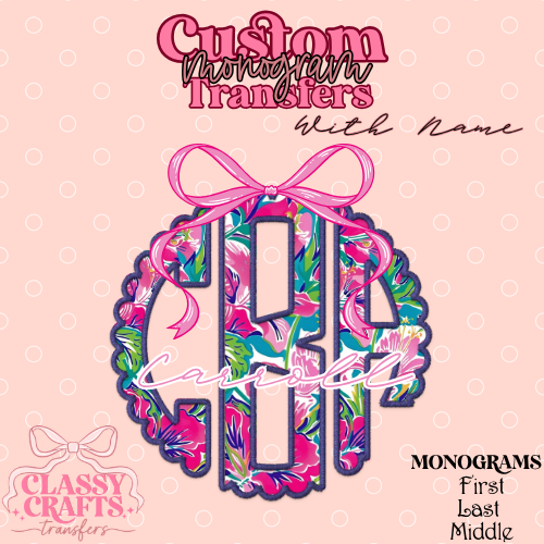 Tropical Summer Floral - Custom Monogram Transfer