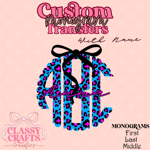 Neon Leopard Print - Custom Monogram Transfer
