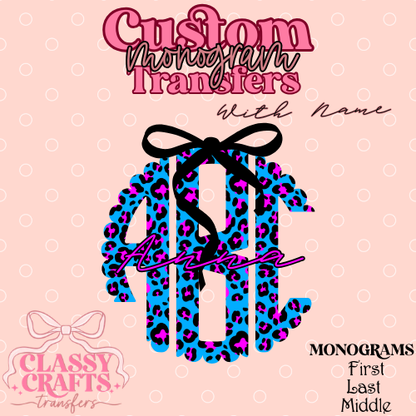 Neon Leopard Print - Custom Monogram Transfer
