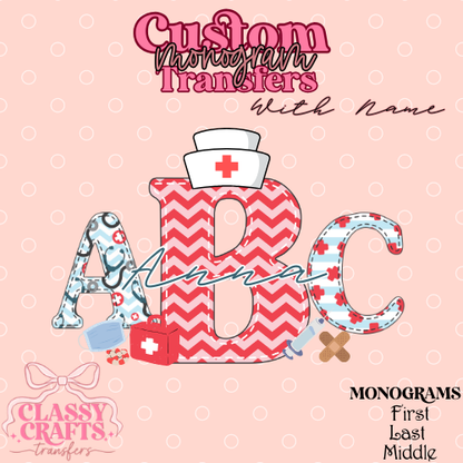 Nursing Print - Custom Monogram Transfer