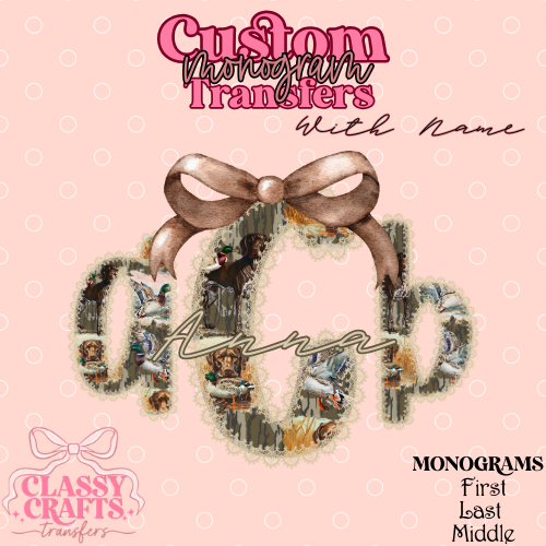 Coquette Hunting Dog - Custom Monogram Transfer