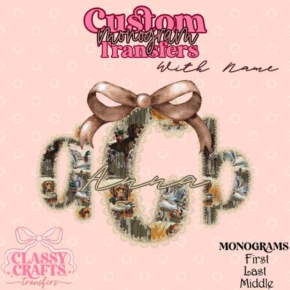 Coquette Hunting Dog - Custom Monogram Transfer
