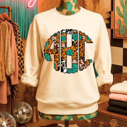 Western Turquoise Wild Print - Custom Monogram Transfer