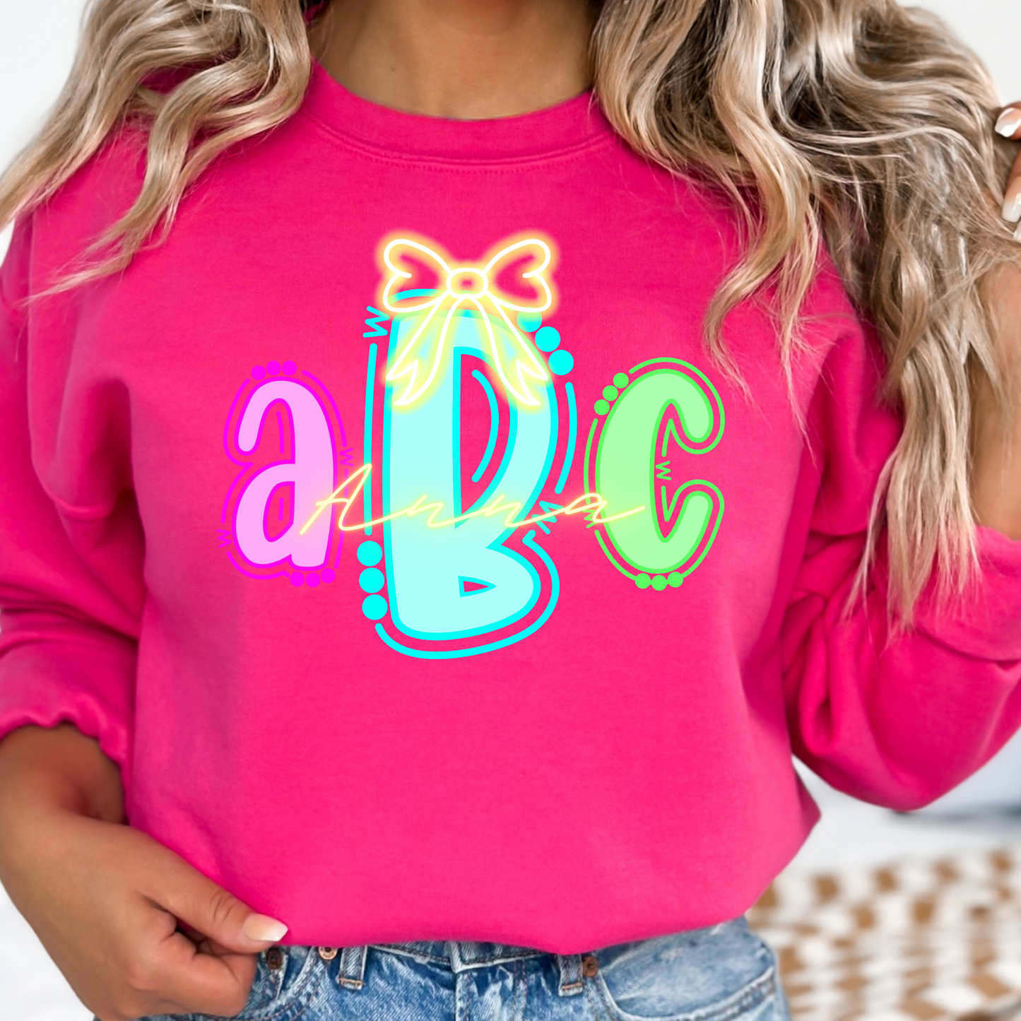 Preppy Neon - Custom Monogram Transfer