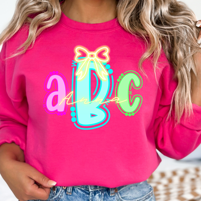 Preppy Neon - Custom Monogram Transfer