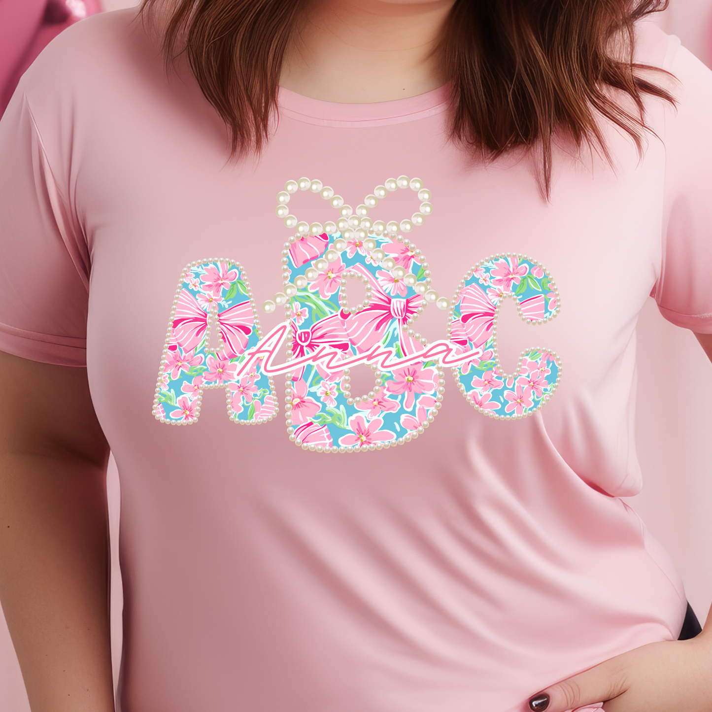 Coquette Pearl & Floral - Custom Monogram Transfer