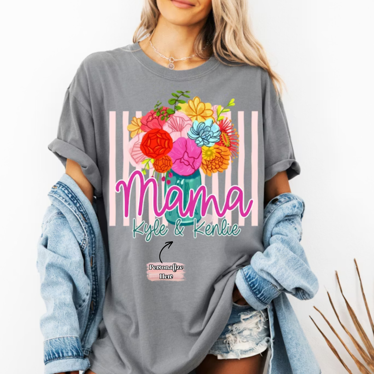 Floral Vase With Names - ‼️FULLY CUSTOMIZABLE‼️ Transfer