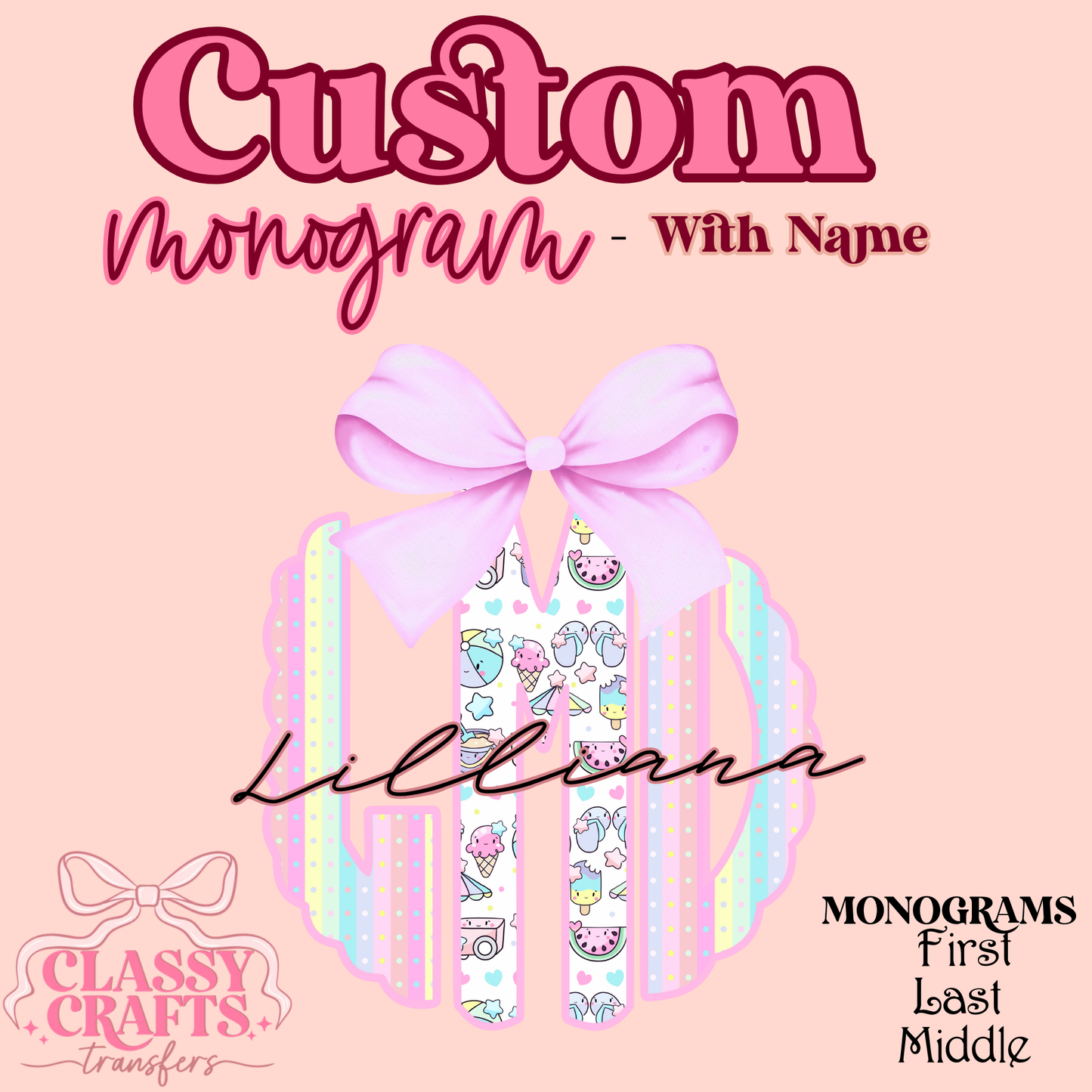 Kawaii Summer - Custom Monogram Transfer