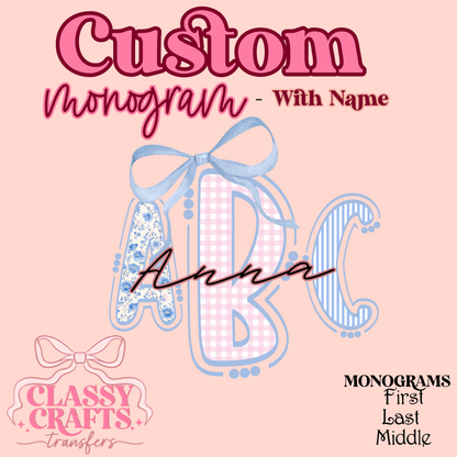 Grandmillennial Coquette - Custom Monogram Transfer